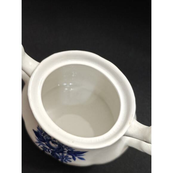 Vintage J & G Meakin Dresden Blue Covered Sugar Bowl w/ Lid Made in England - Picture 7 of 11